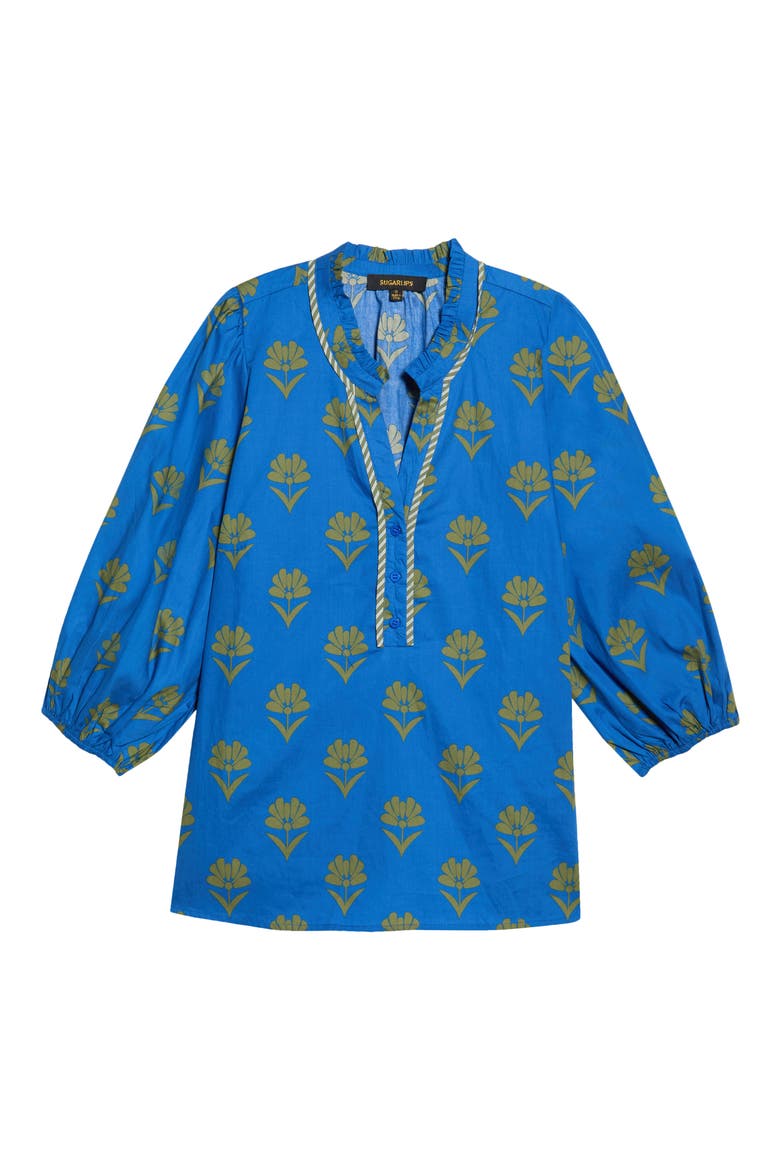 Robin Floral Print Split Neck Blouse, Alternate, color, NAVY OLIVE