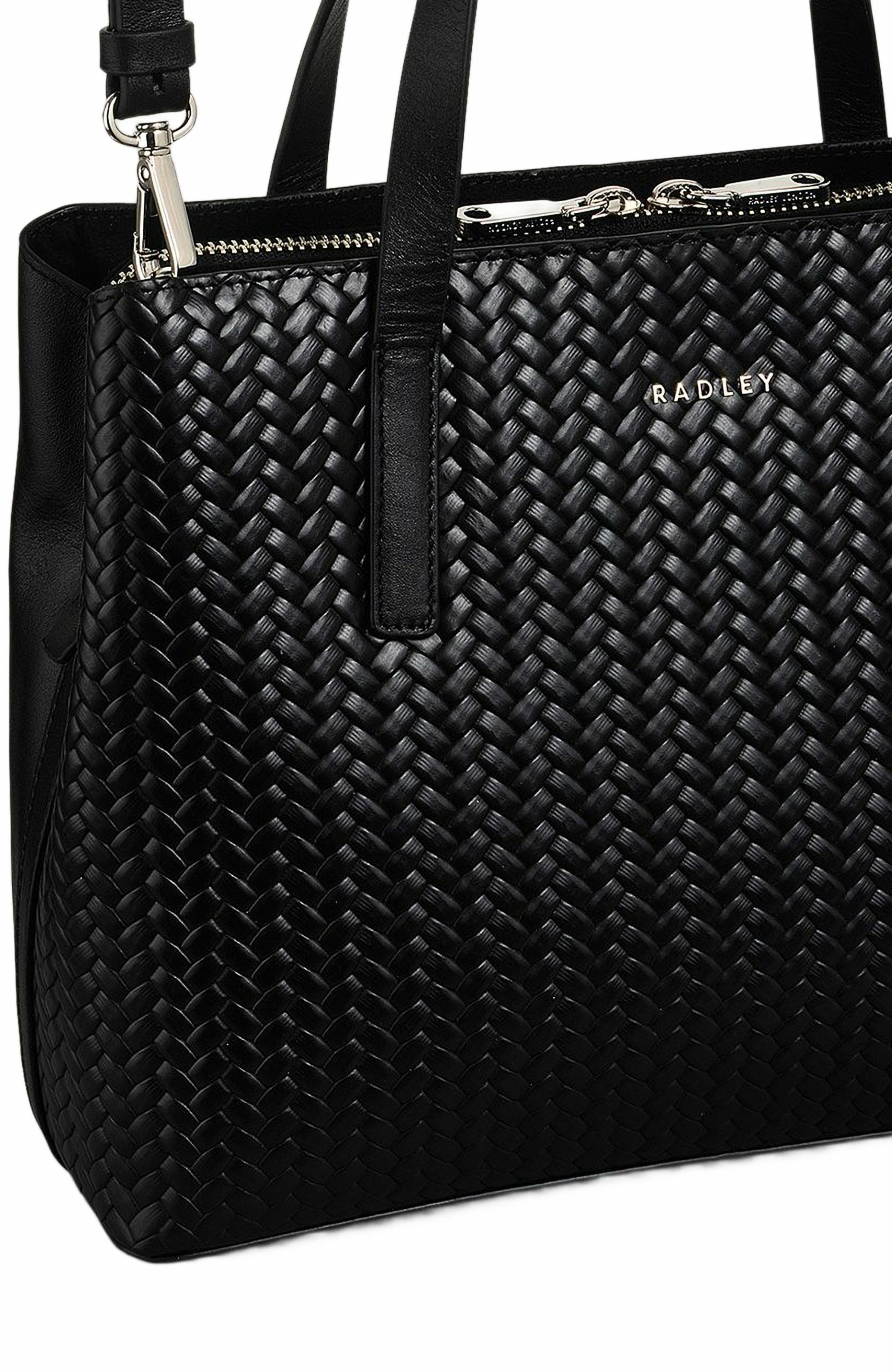 Radley Dukes Place - Weave Medium Ziptop Satchel Bag, Alternate, color, Black