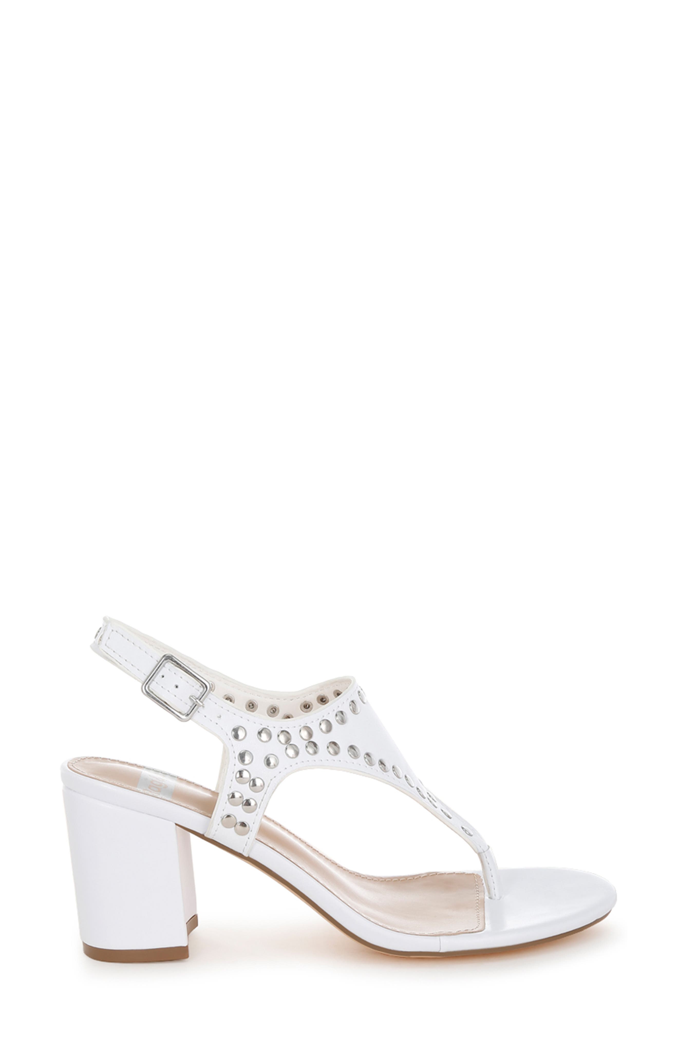 Nerina Leather Studded T-Strap Sandal, Alternate, color, WHITE