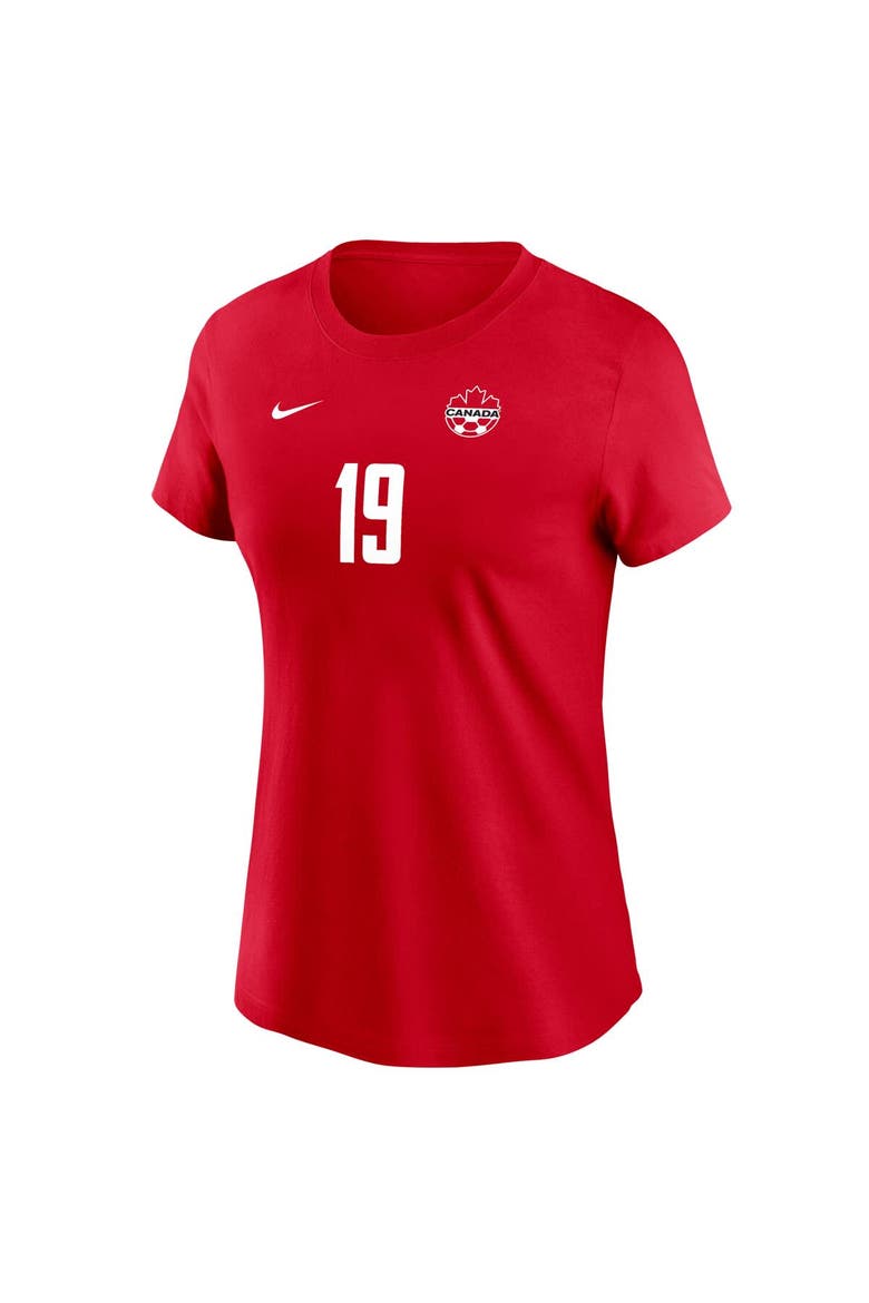 Women's Nike Alphonso Davies Red Canada Soccer Home Name & Number T-Shirt, Alternate, color, Red