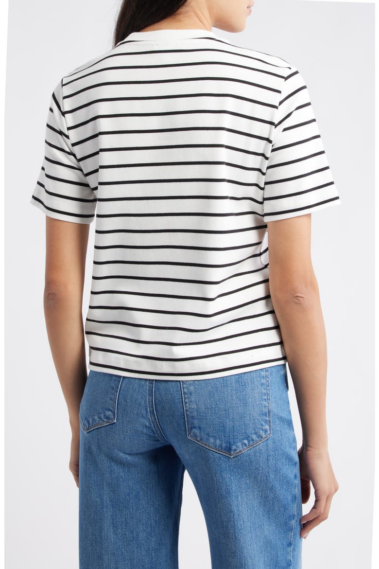 Stripe Cotton Crewneck T-Shirt, Alternate, color, BLACK WHITE STRIPE