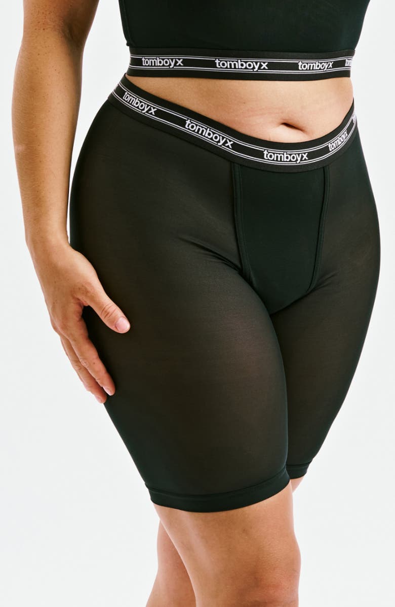 TomboyX Powermesh 9-Inch Bower Briefs, Main, color, Black