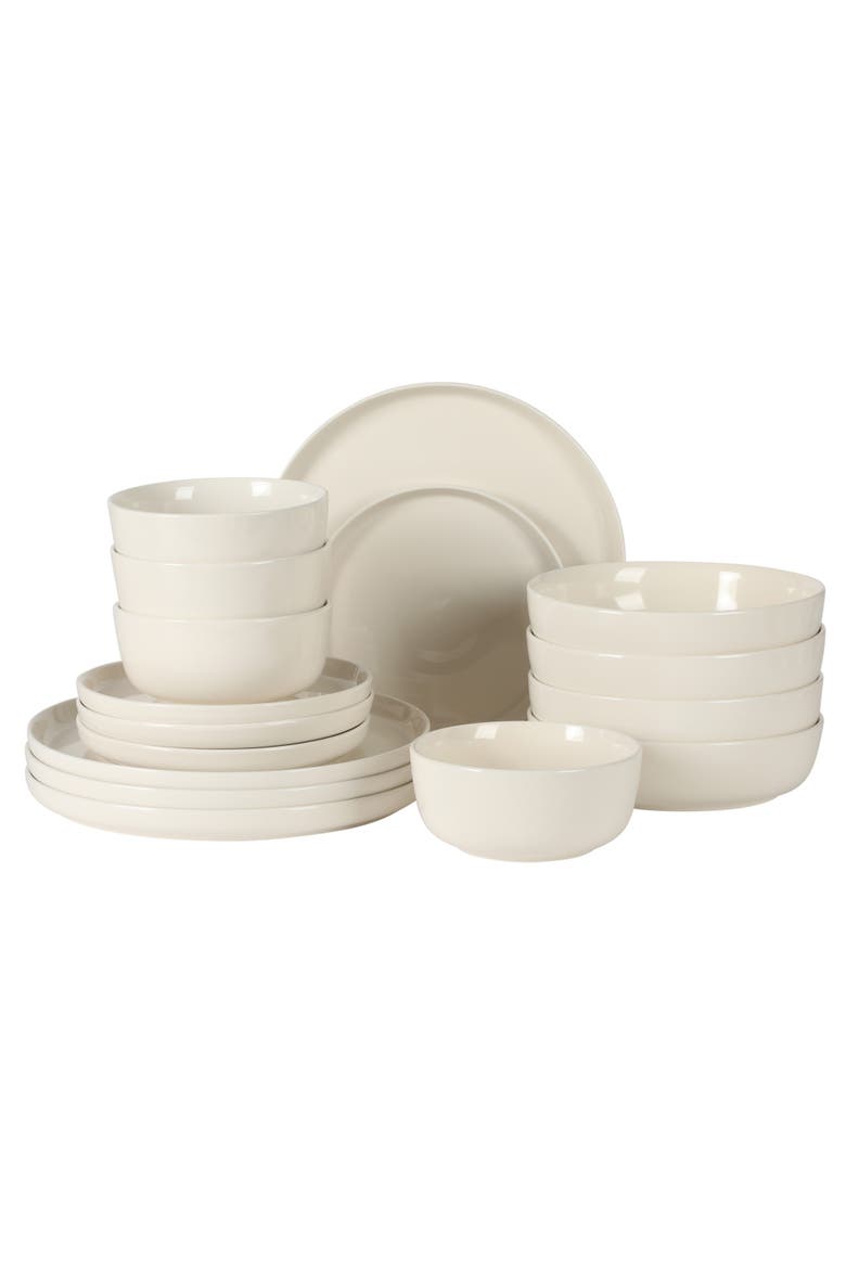 Serenity Modern Porcelain Dinnerware Set, Main, color, Linen