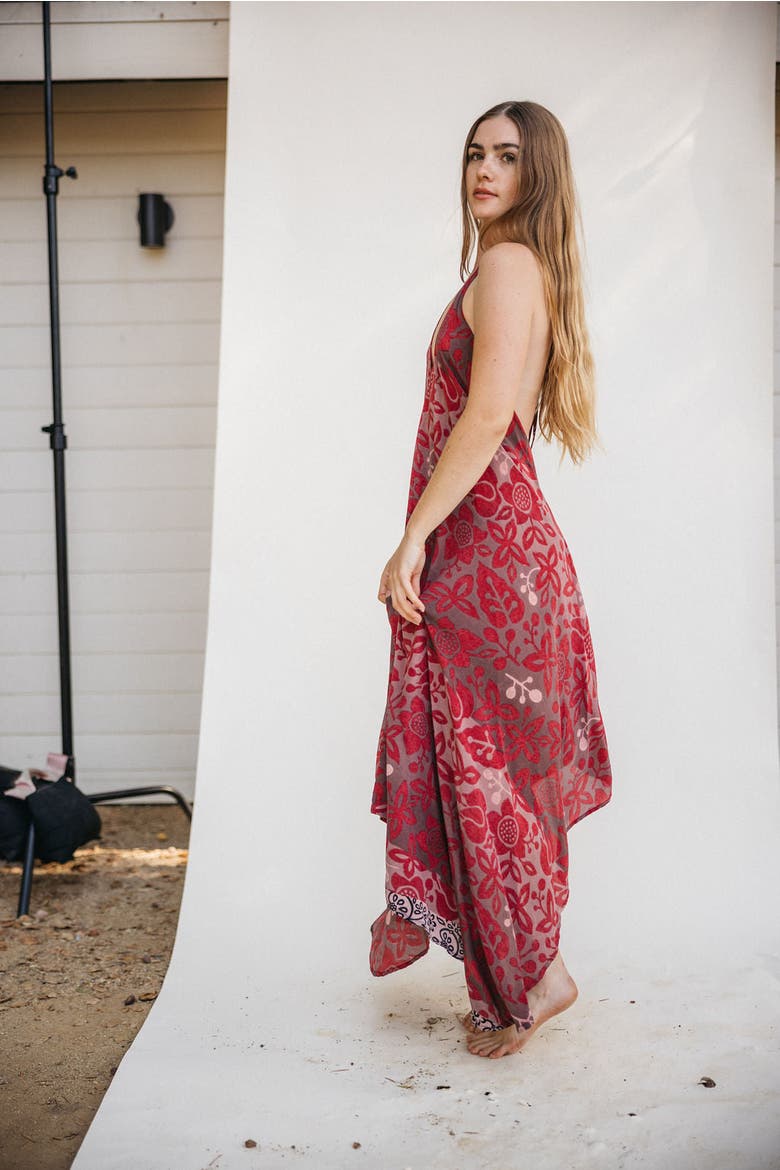 Classic Silk Dress Coral, Alternate, color, Red