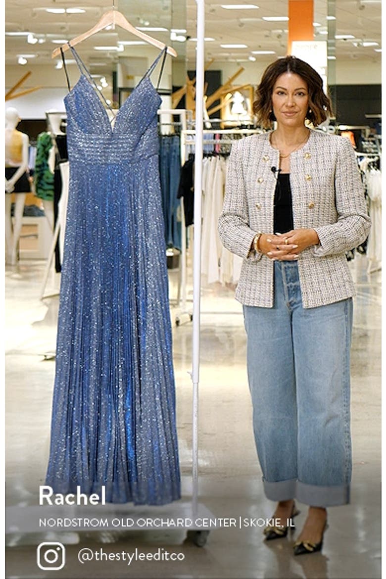 Shimmer Pleated V-Neck Gown video