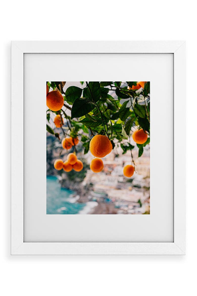 Amalfi Coast Oranges Framed Wall Art, Main, color, WHITE FRAME 18X24