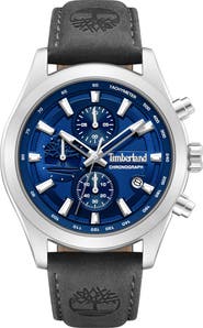 Timberland Ashmont Chronograph Leather Strap Watch, 44mm