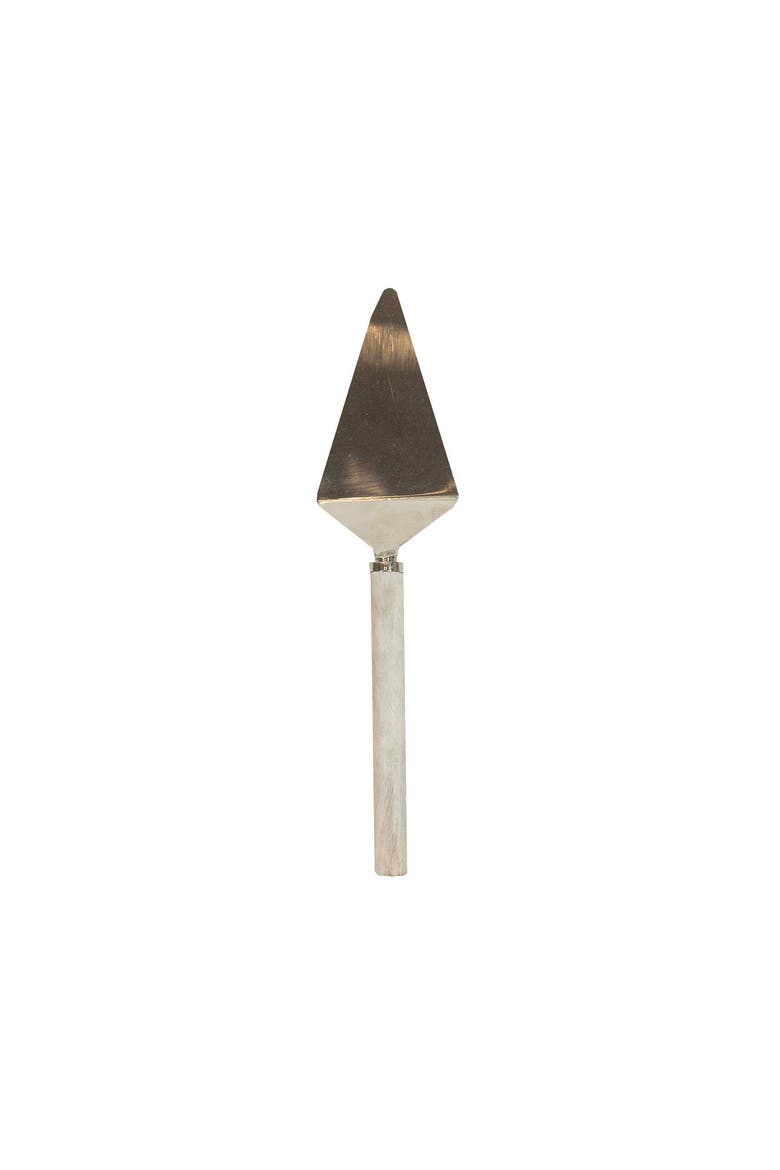 Whitewash Wood Handle Metal Serving Utensil, Alternate, color, Brown