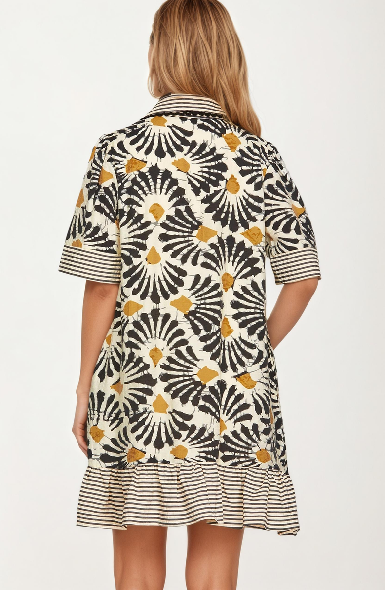 Knit and Lounge Printed V-Neck Mini Dress, Alternate, color, 