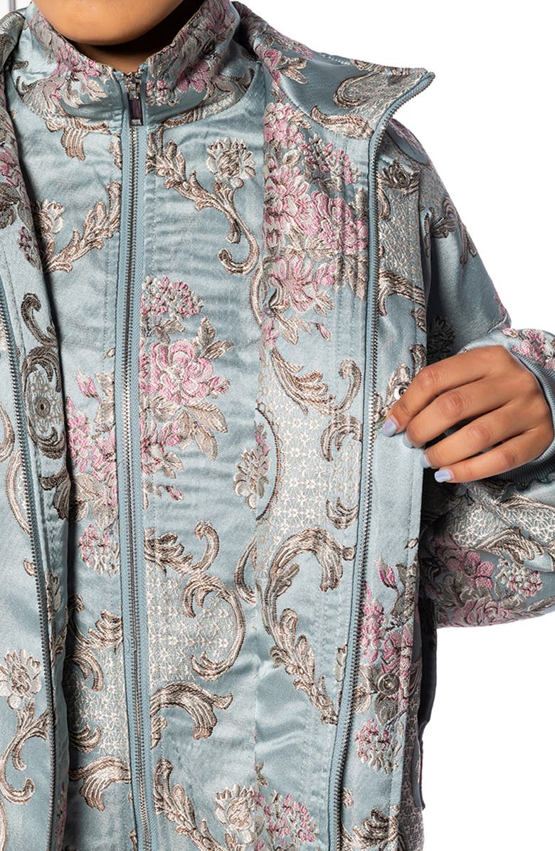 AZALEA WANG Brocade Bomber Jacket, Alternate, color, Blue