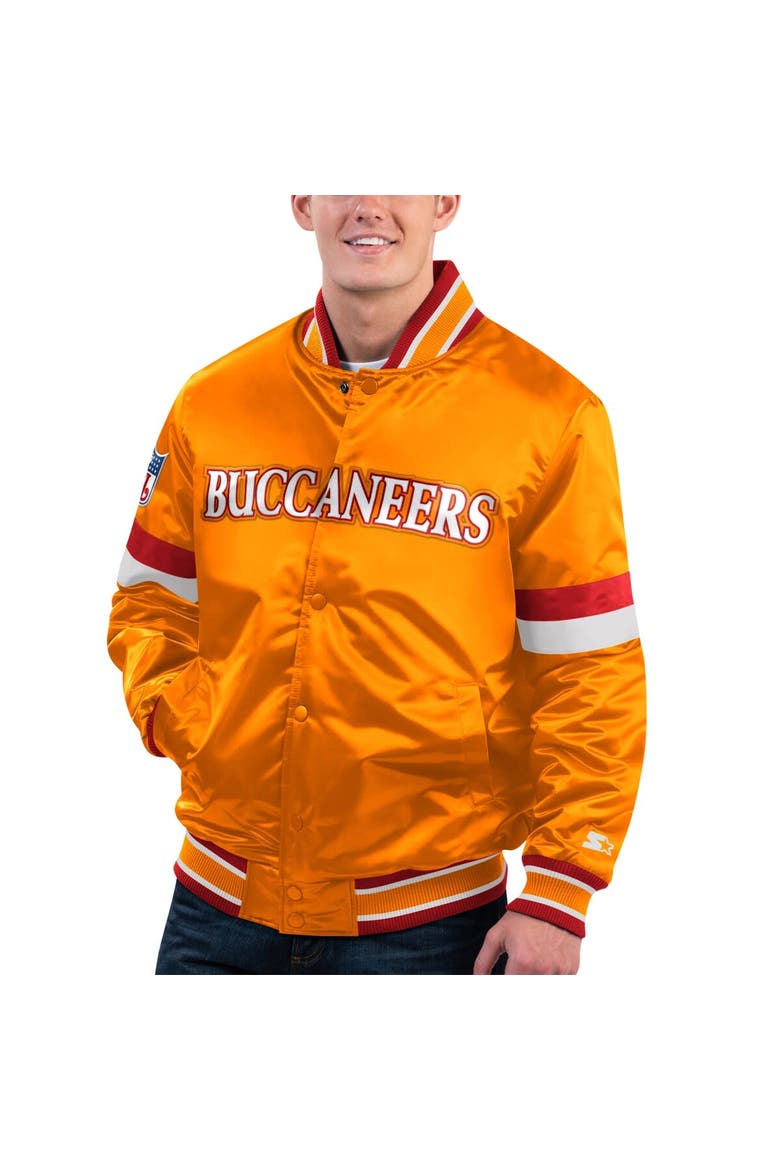 Men's Starter Orange Tampa Bay Buccaneers Gridiron Classics Home Game Satin Full-Snap Varsity Jacket, Main, color, Orange