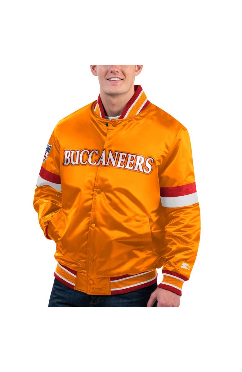 STARTER Men's Starter Orange Tampa Bay Buccaneers Gridiron Classics Home Game Satin Full-Snap Varsity Jacket, Main, color, Orange