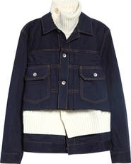 Sacai Denim & Wool Knit Jacket