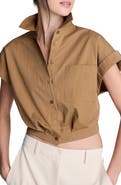 Kenneth Cole Cap Sleeve Crop Button-Up Shirt