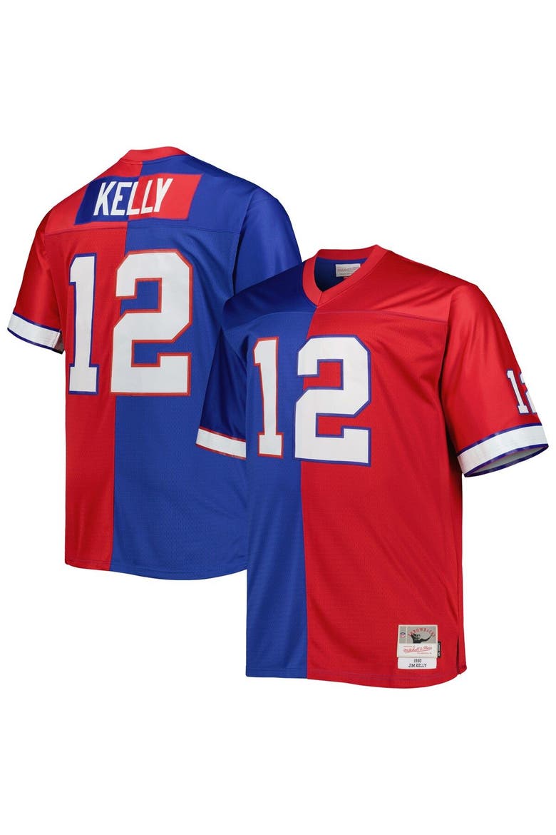 Men's Mitchell & Ness Jim Kelly Royal/Red Buffalo Bills Big & Tall Split Legacy Retired Player Replica Jersey, Main, color, Royal