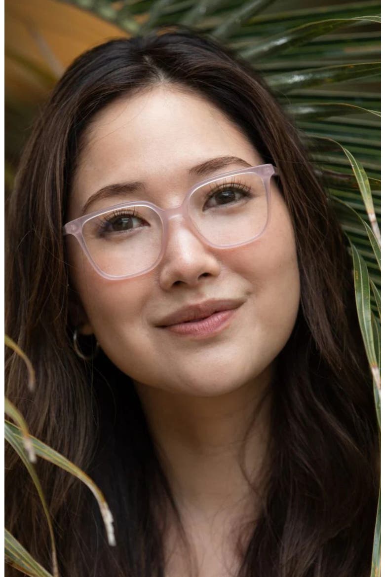 Nani 50mm Medium Nose Bridge Narrow Width Square Optical Glasses, Alternate, color, PEONY / CLEAR LENSES