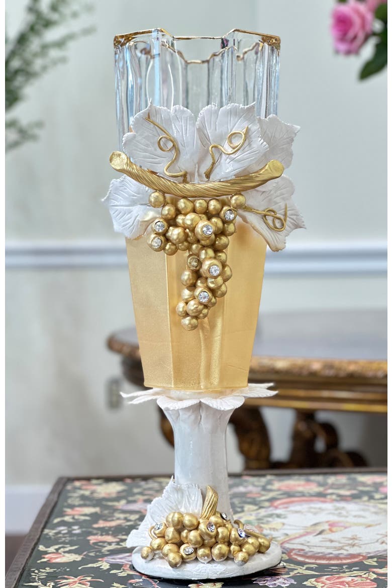 Elegant Gilded Vase, Alternate, color, White