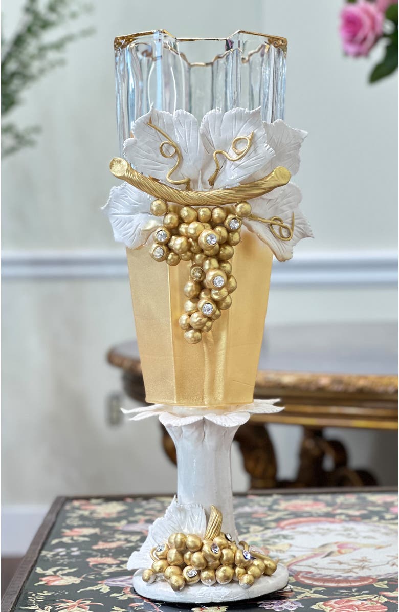 Mark Roberts Elegant Gilded Vase, Alternate, color, White