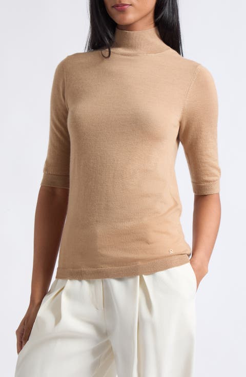 Fine Gauge Cashmere Mock Neck Top