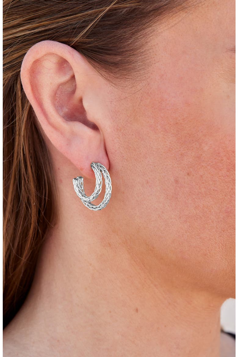 Double Rope 'C' Hoop Earrings, Alternate, color, WHITE