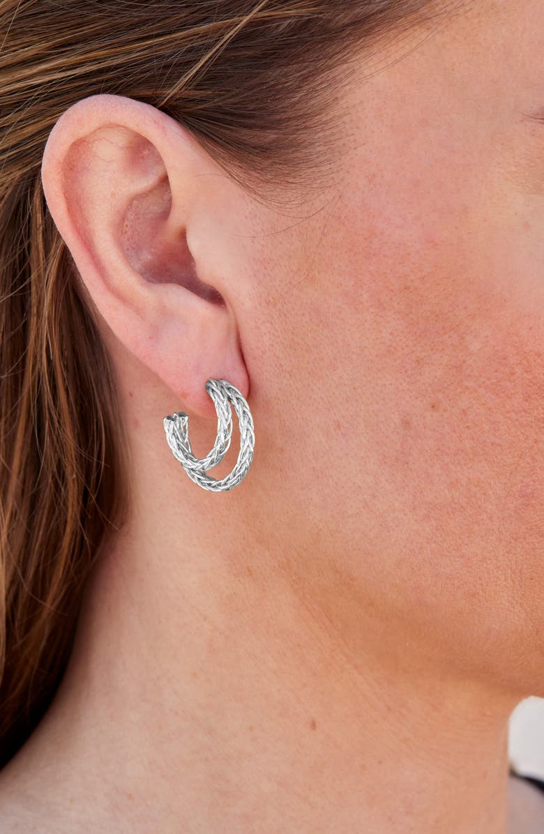 SAVVY CIE JEWELS Double Rope 'C' Hoop Earrings, Alternate, color, White