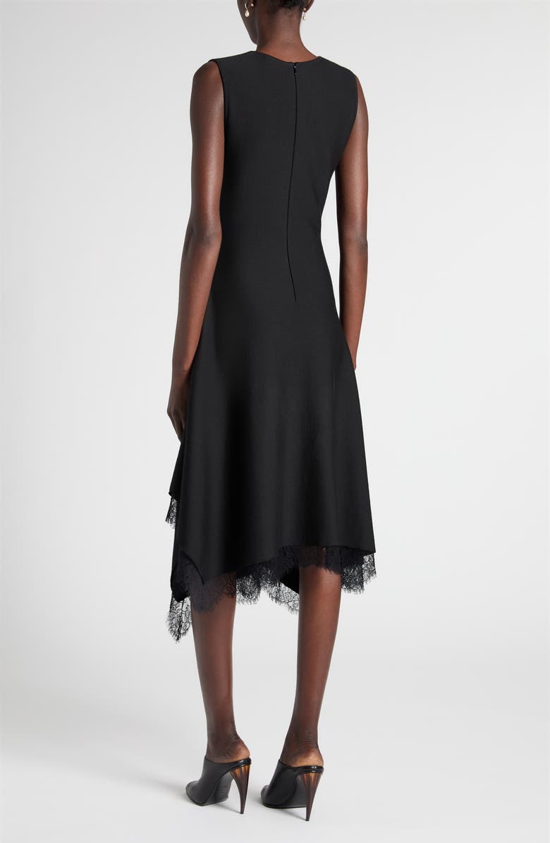 McQueen Lace Detail Asymmetric Dress, Alternate, color, Black