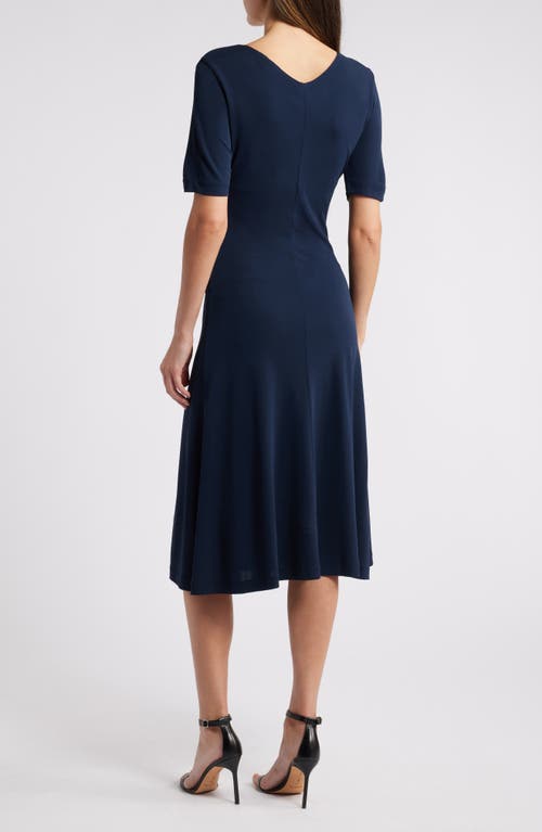 Hugo Boss Boss Erina Ruched Knit Dress In Sky Captain