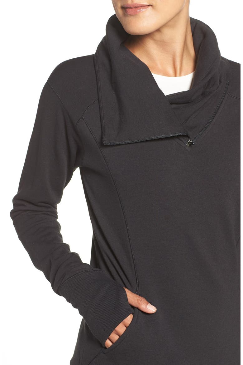 Frosty Asymmetrical Zip Pullover, Alternate, color, BLACK
