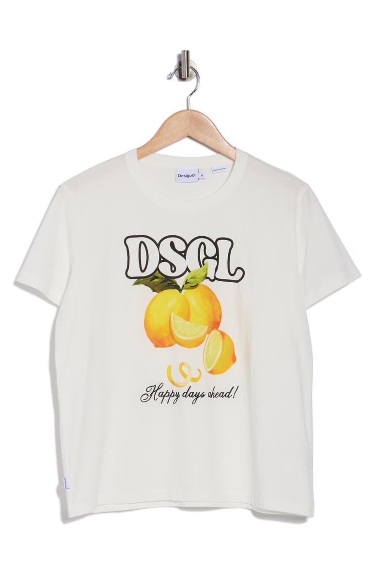 Desigual Logo Cotton Graphic T-Shirt, Alternate, color, White