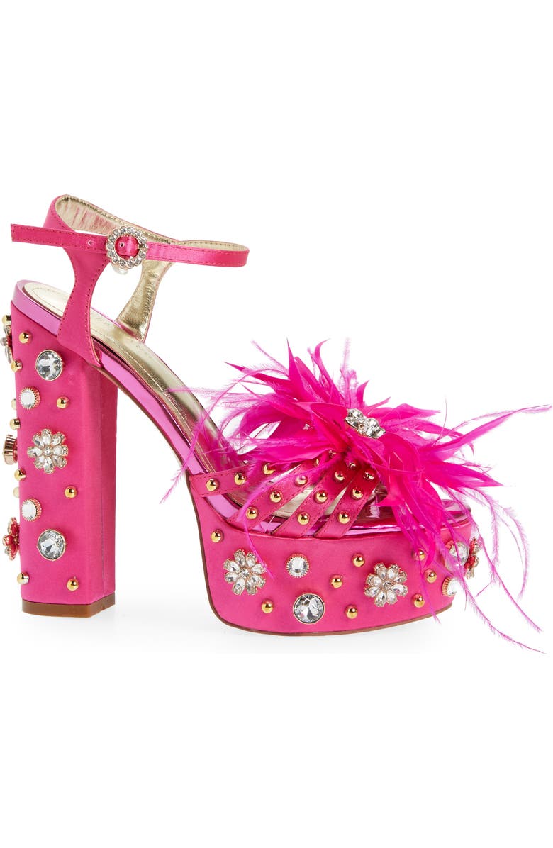 AZALEA WANG Kiki Feather Embellished Platform Sandal, Alternate, color,