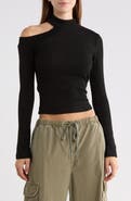 Princess Polly Normana Cold Shoulder Funnel Neck Knit Top