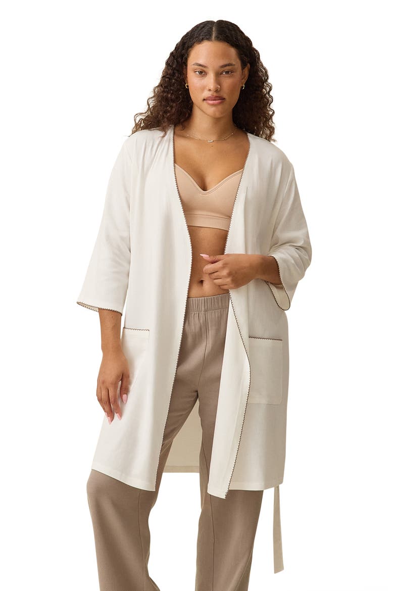 Cotton Blend Robe, Alternate, color, Ivory