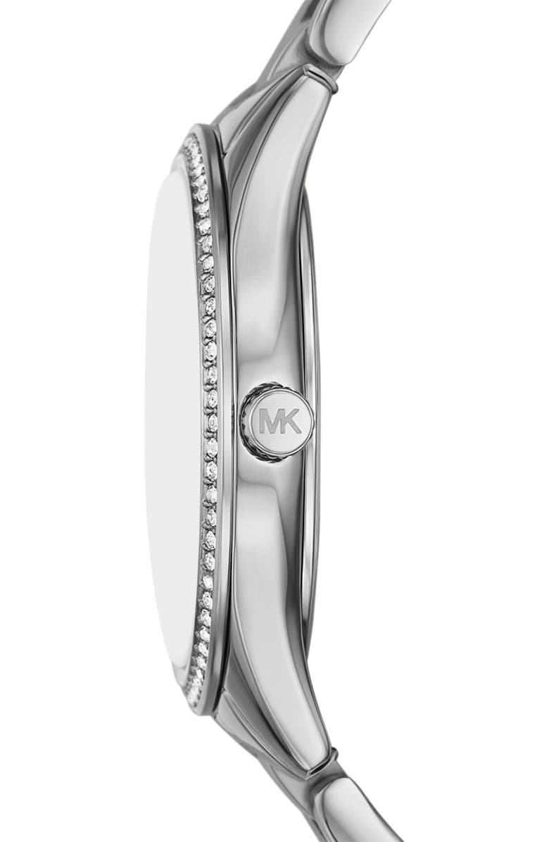 Michael Kors Lauren Crystal Embellished Bracelet Watch, Necklace & Earrings Set, 33mm, Alternate, color, Silver