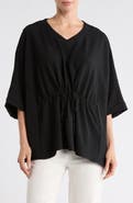 PATRIZIA LUCA V-Neck Drawstring Waist Boxy Top