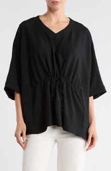 PATRIZIA LUCA V-Neck Drawstring Waist Boxy Top