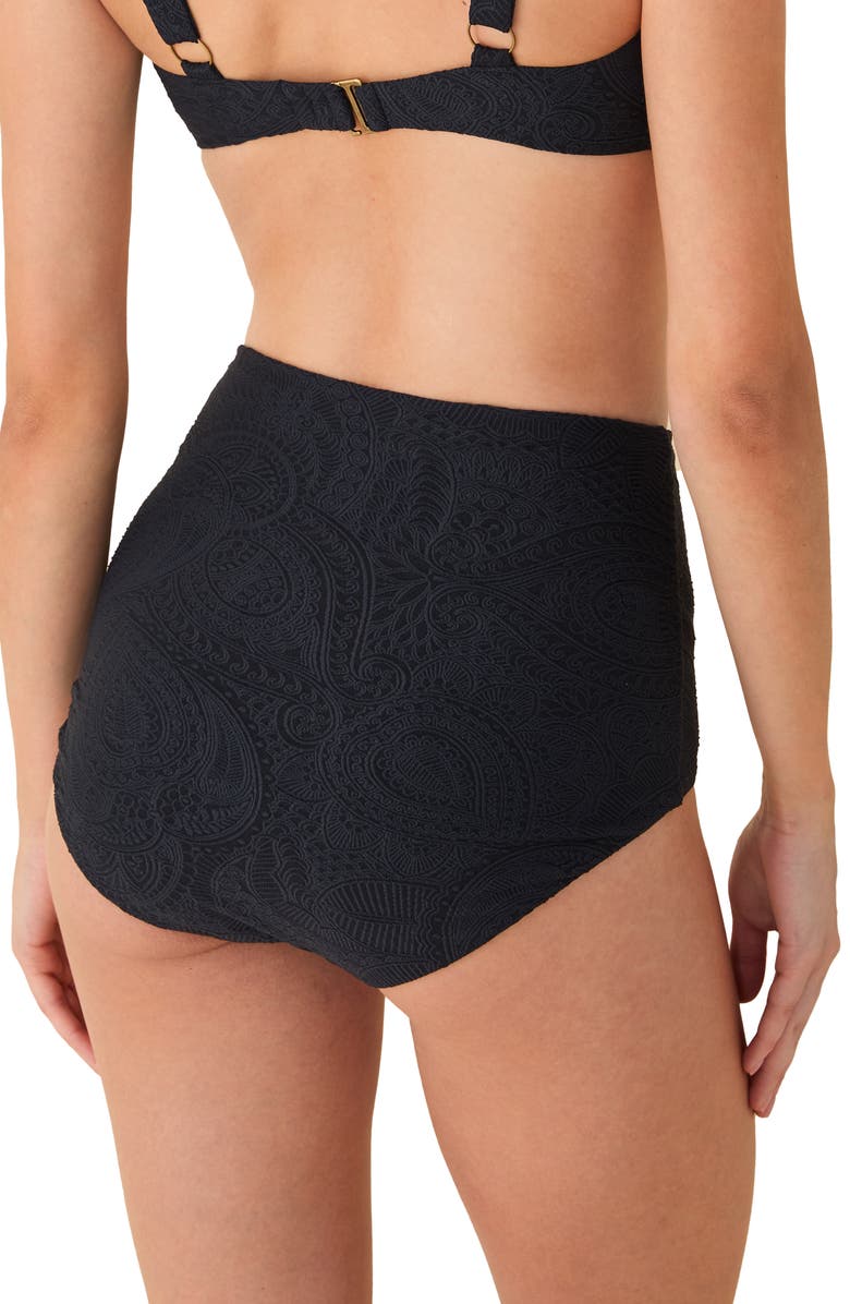 Andie Superhigh Waist Bikini Bottoms, Alternate, color, Black Paisley