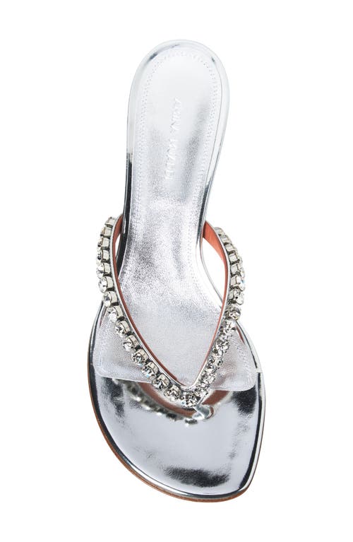 Amina Muaddi Gigi Metallic Crystal Strap Kitten Heel Sandal In Multi