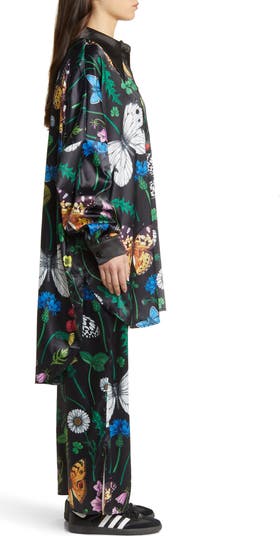 Posh Floral Oversize Satin Button-Up Shirt & Pants Set