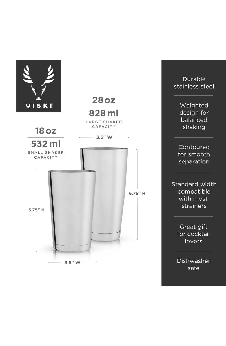 Viski Harrison Boston Shaker Tin Set in Stainless Steel, Alternate, color, Silver