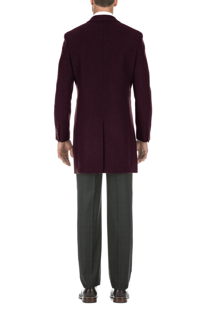 English Laundry Wool Blend 3-Button 3/4 Length Top Coat, Alternate, color, Burgundy