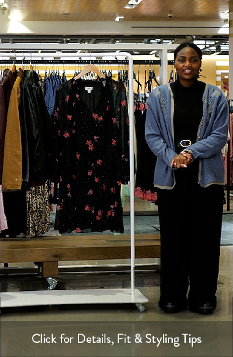 Metallic Fleck Floral Long Sleeve Babydoll Dress, sales video thumbnail