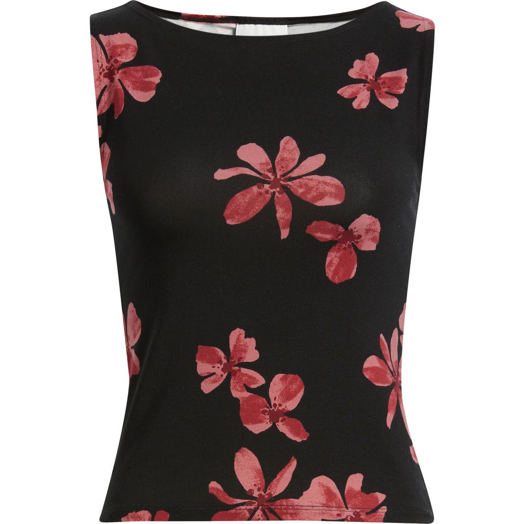 Reformation Dusk Floral-print Jersey Tank In Black
