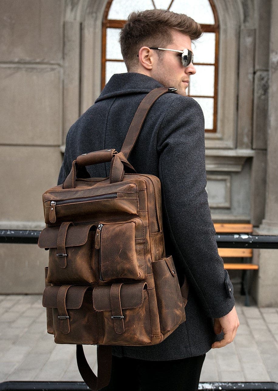 STEEL HORSE LEATHER The Shelby Backpack | Handmade Genuine Leather Backpack, Alternate, color, Dark Brown