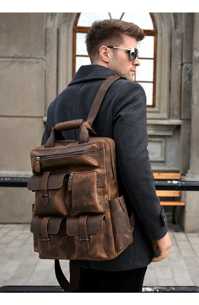 STEEL HORSE LEATHER The Shelby Backpack | Handmade Genuine Leather Backpack, Alternate, color, Dark Brown