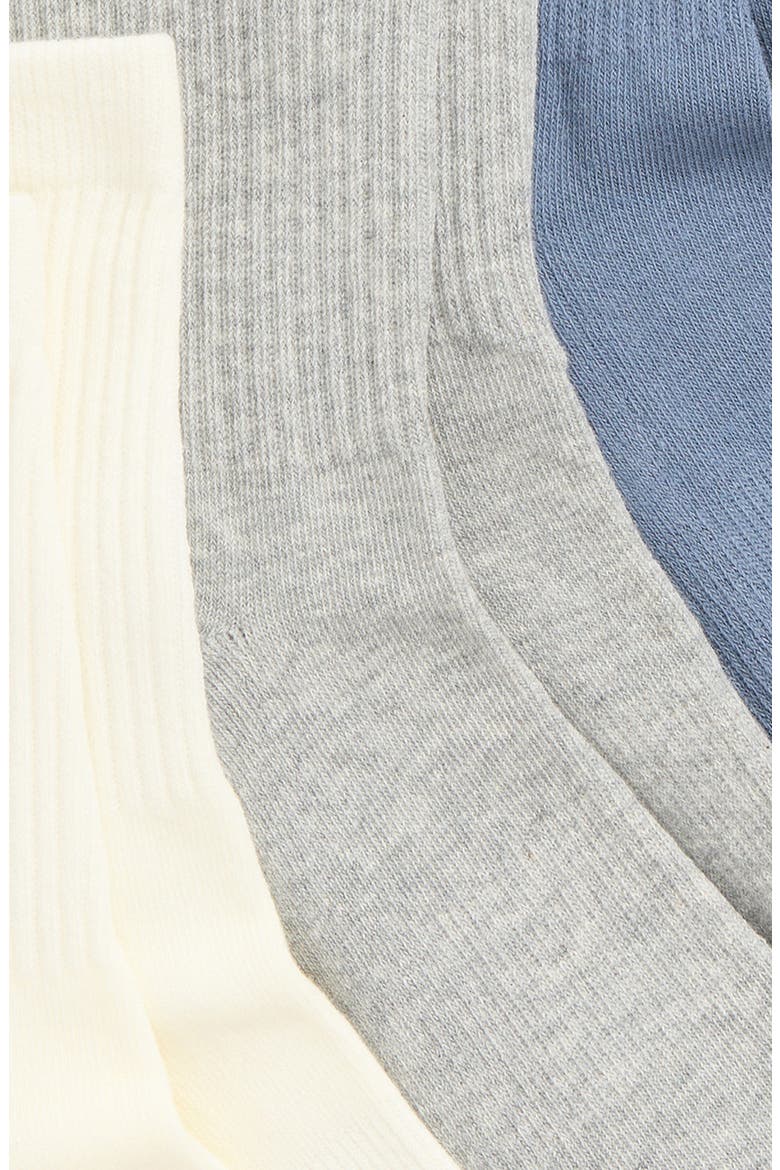 Everyday 3-Pack Demi Crew Socks, Alternate, color, IVORY GREY MULTI