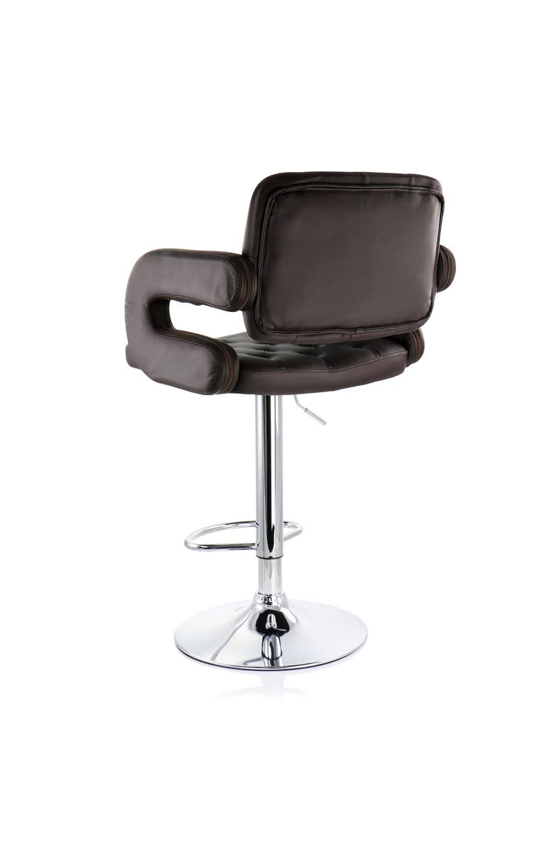 Elama Faux Leather Tufted Bar Stool with Adjustable Height, Alternate, color, Brown