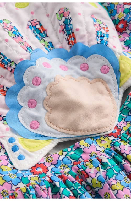 Mini Boden Kids' Shell Appliqué Floral Cotton Dress In Multi Flowerbed Shell