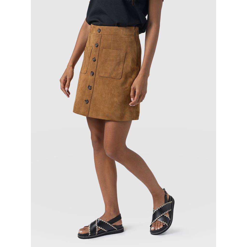 Saint + Sofia Luther Suede Mini Skirt In Brown