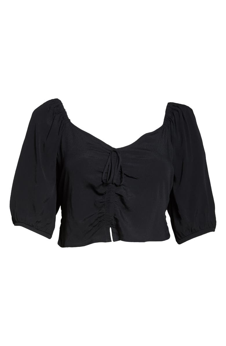 Open Edit Tie Front Puff Sleeve Blouse, Alternate, color,
