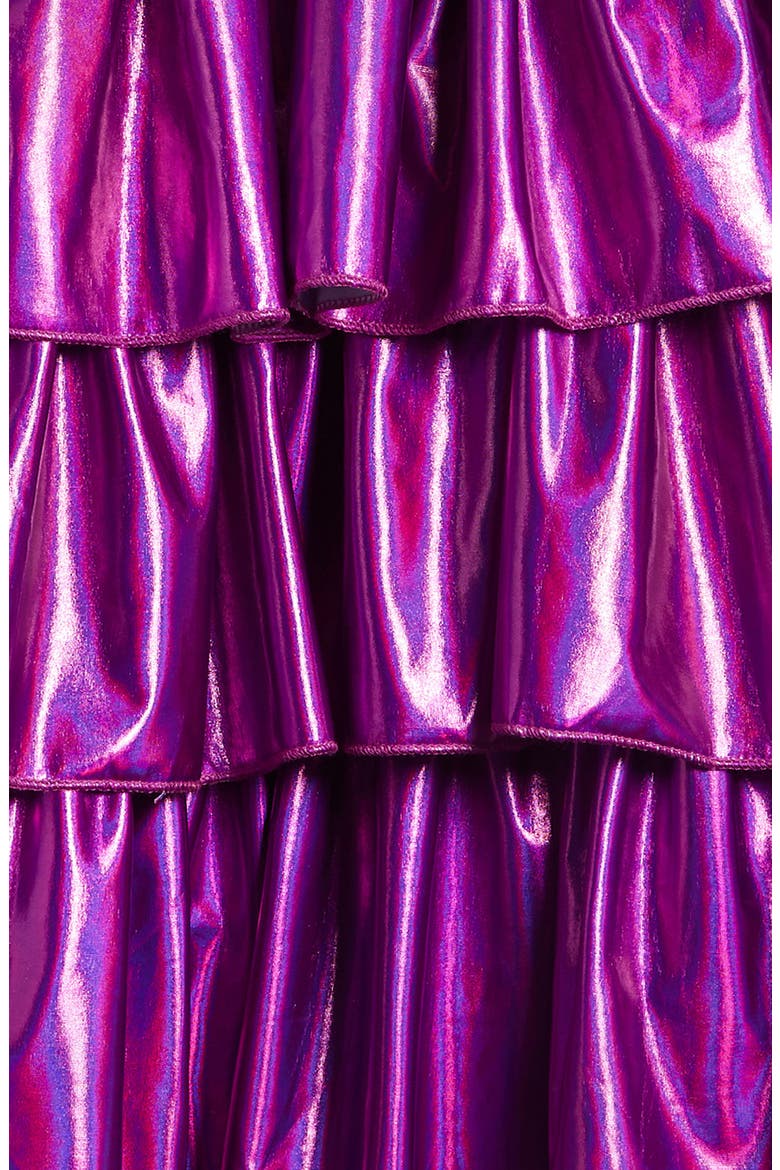 Kids' Bow Iridescent Tiered Shirtdress, Alternate, color, PINK